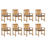 Chaises de jardin avec coussins lot de 8 Bois d'acacia solide