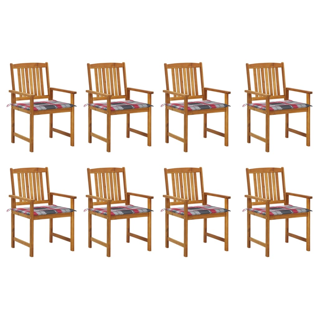 Chaises de jardin avec coussins lot de 8 Bois d'acacia solide