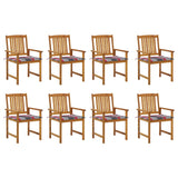 Chaises de jardin avec coussins lot de 8 Bois d'acacia solide