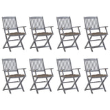 Chaises pliables d'extérieur lot de 8 et coussins Bois d'acacia