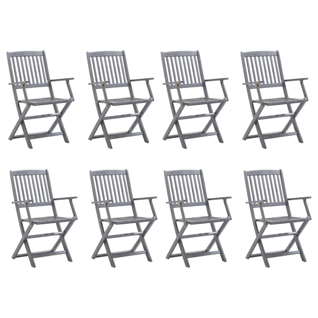 Chaises pliables d'extérieur lot de 8 et coussins Bois d'acacia