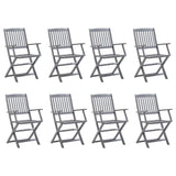 Chaises pliables d'extérieur lot de 8 et coussins Bois d'acacia