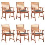 Chaises à manger d'extérieur lot de 6 et coussins Acacia massif