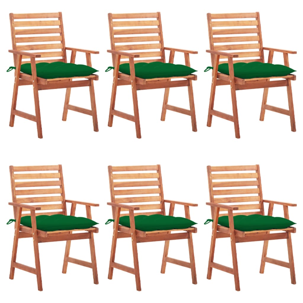 Chaises à manger d'extérieur lot de 6 et coussins Acacia massif