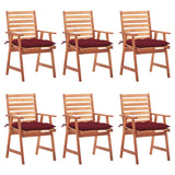 Chaises à manger d'extérieur lot de 6 et coussins Acacia massif