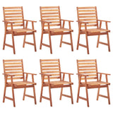 Chaises à manger d'extérieur lot de 6 et coussins Acacia massif