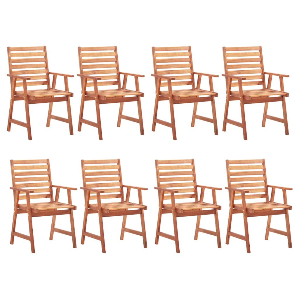 Chaises à manger d'extérieur lot de 8 et coussins Acacia massif