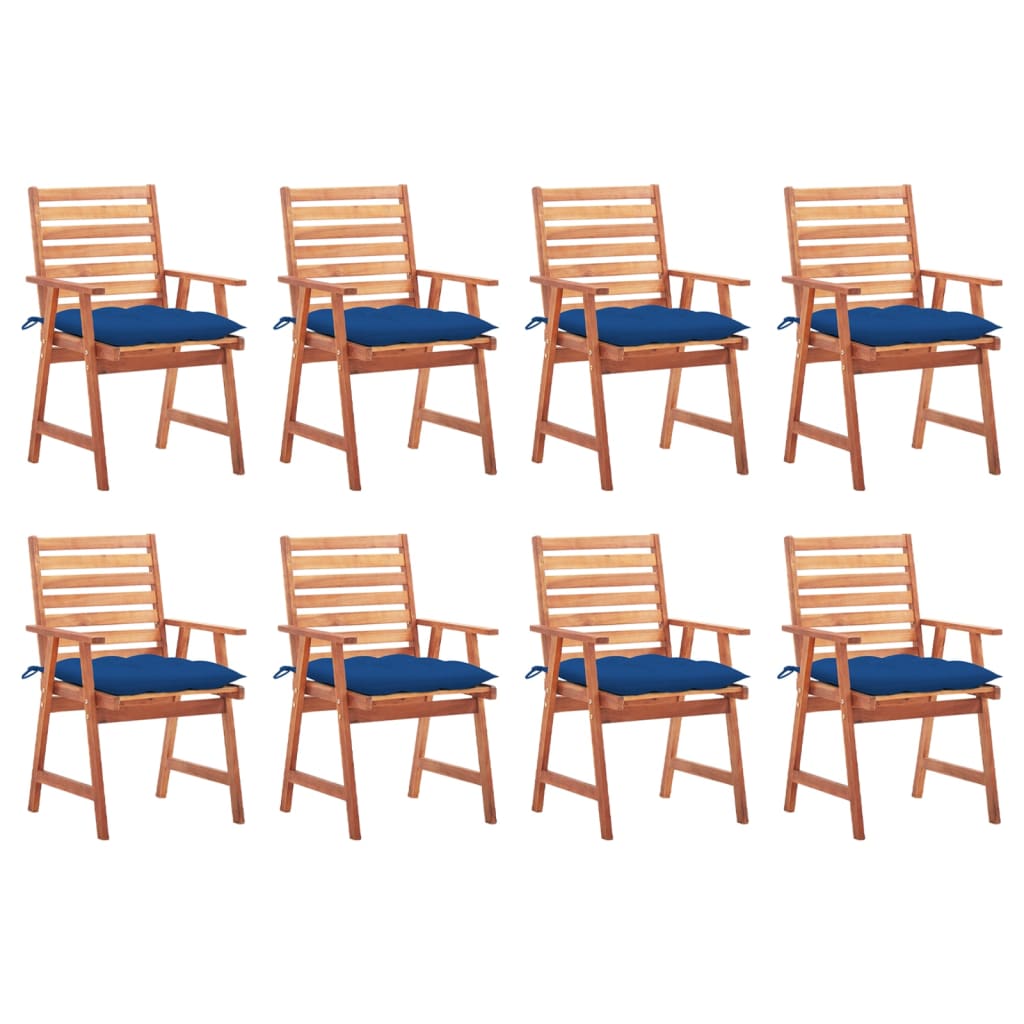 Chaises à manger d'extérieur lot de 8 et coussins Acacia massif