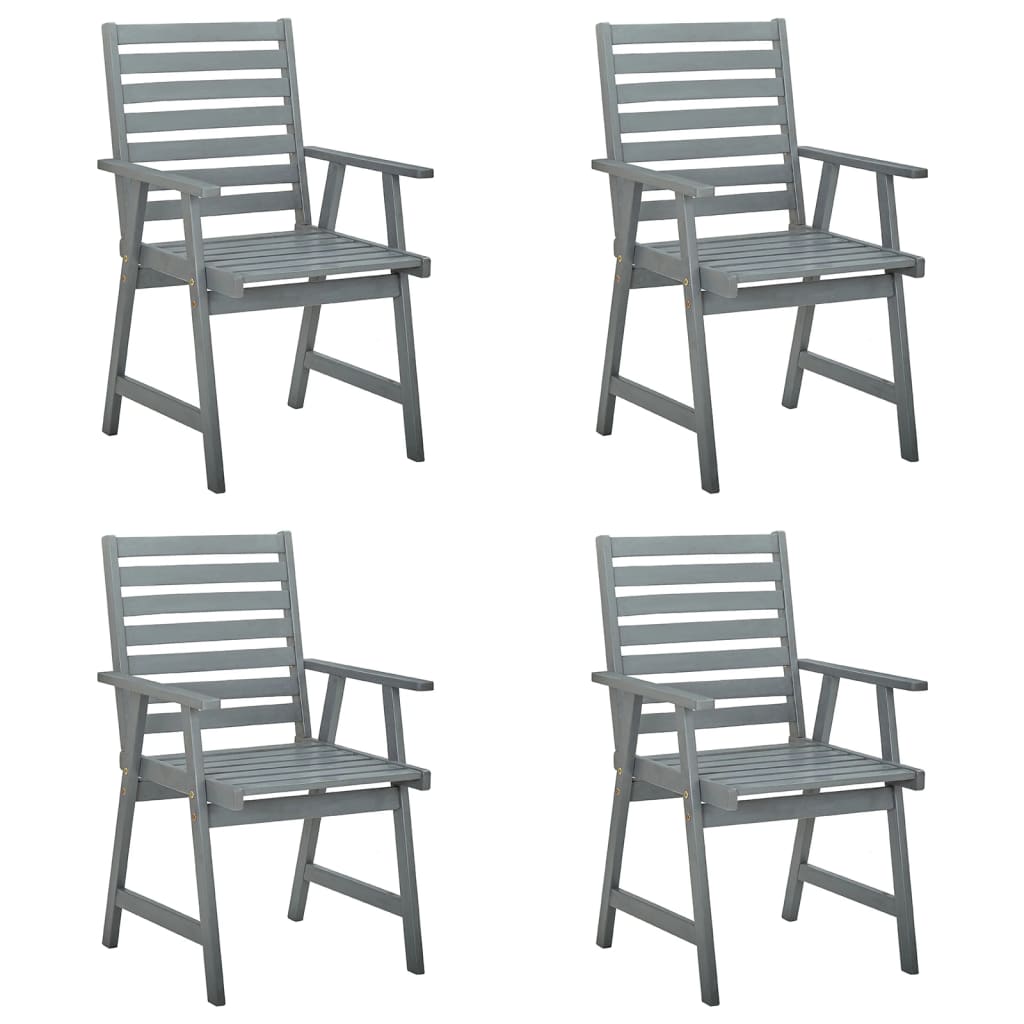 Chaises à manger d'extérieur lot de 4 Gris bois massif acacia