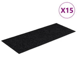 Tapis d'escalier autocollants Rectangulaire 15 pcs 60x25cm Noir