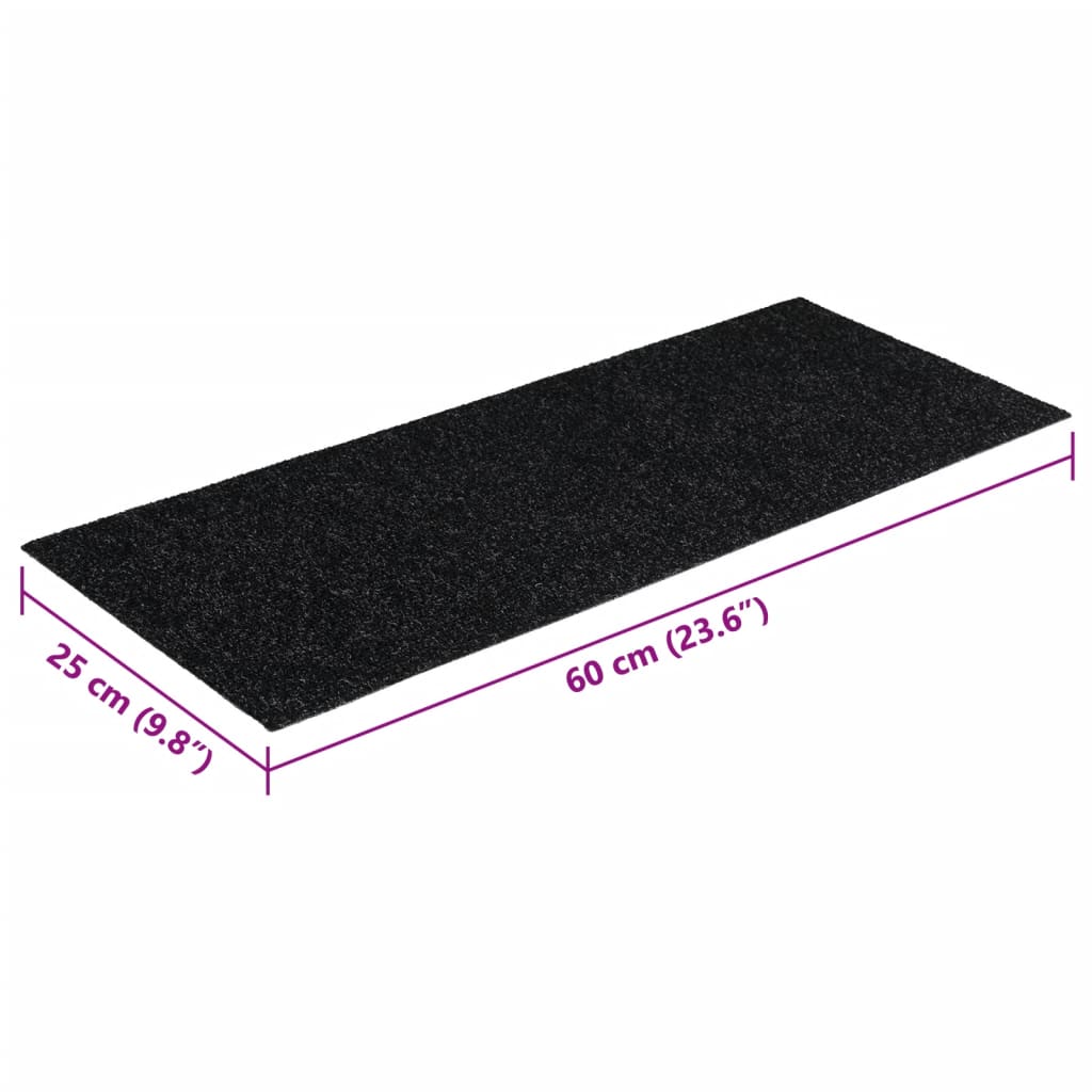 Tapis d'escalier autocollants Rectangulaire 15 pcs 60x25cm Noir