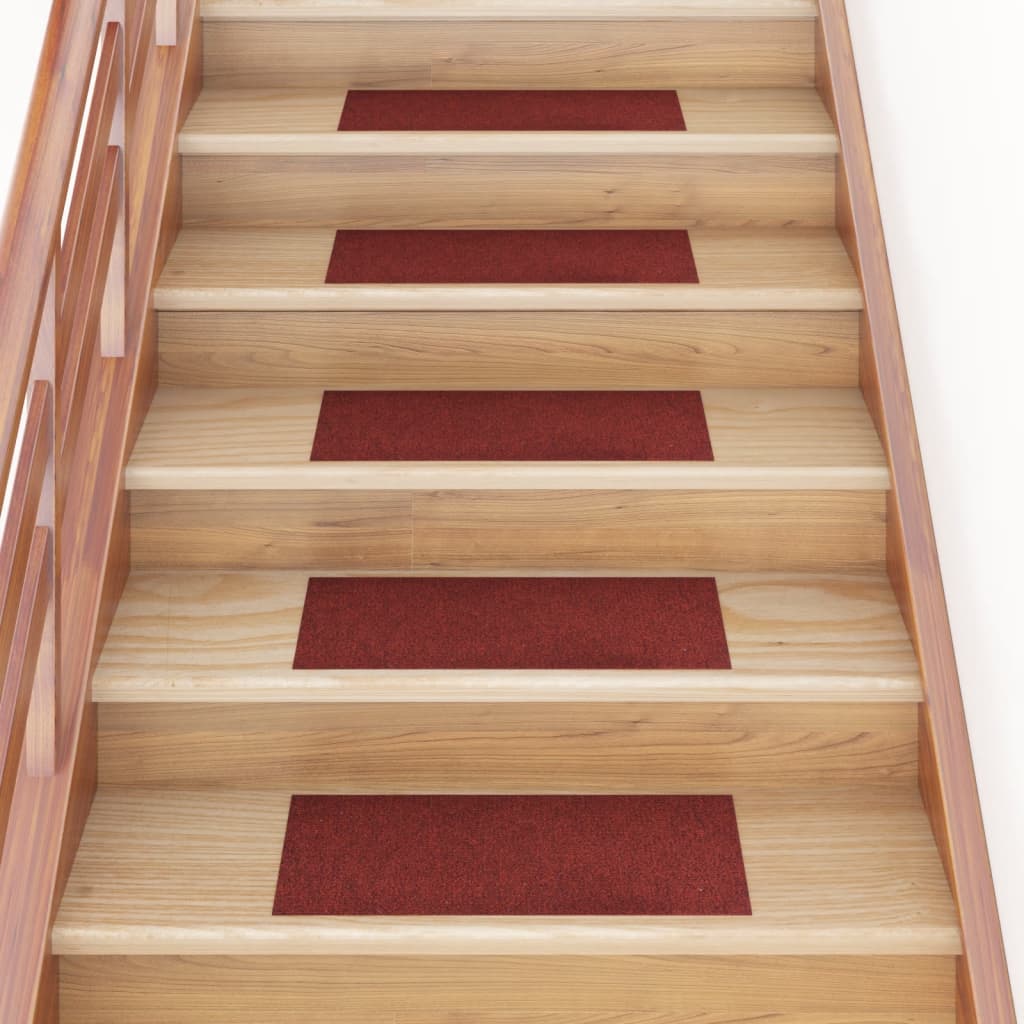 Tapis d'escalier autocollants Rectangulaire 15pcs 60x25cm Rouge