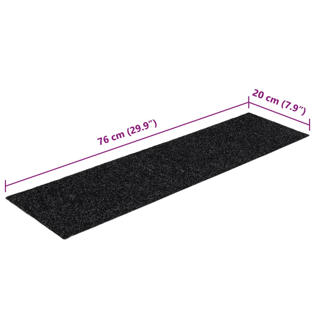 Tapis d'escalier autocollants Rectangulaire 15 pcs 76x20cm Noir