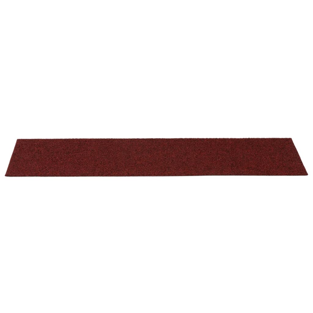 Tapis d'escalier autocollants Rectangulaire 15pcs 76x20cm Rouge