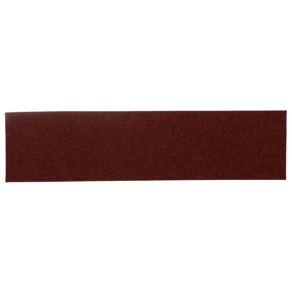 Tapis d'escalier autocollants Rectangulaire 15pcs 76x20cm Rouge