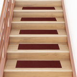 Tapis d'escalier autocollants Rectangulaire 15pcs 76x20cm Rouge