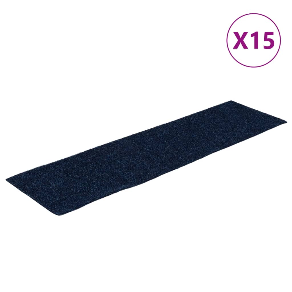 Tapis d'escalier autocollants Rectangulaire 15 pcs 76x20cm Bleu