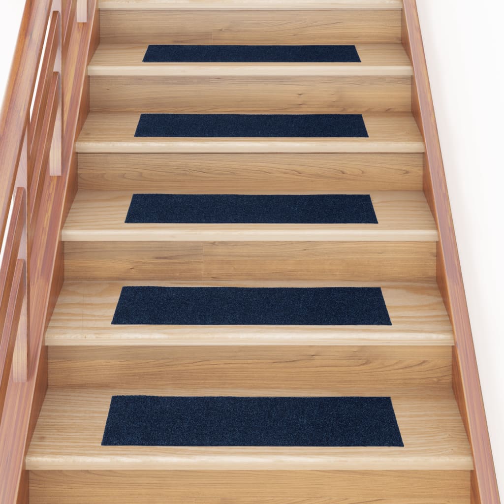 Tapis d'escalier autocollants Rectangulaire 15 pcs 76x20cm Bleu