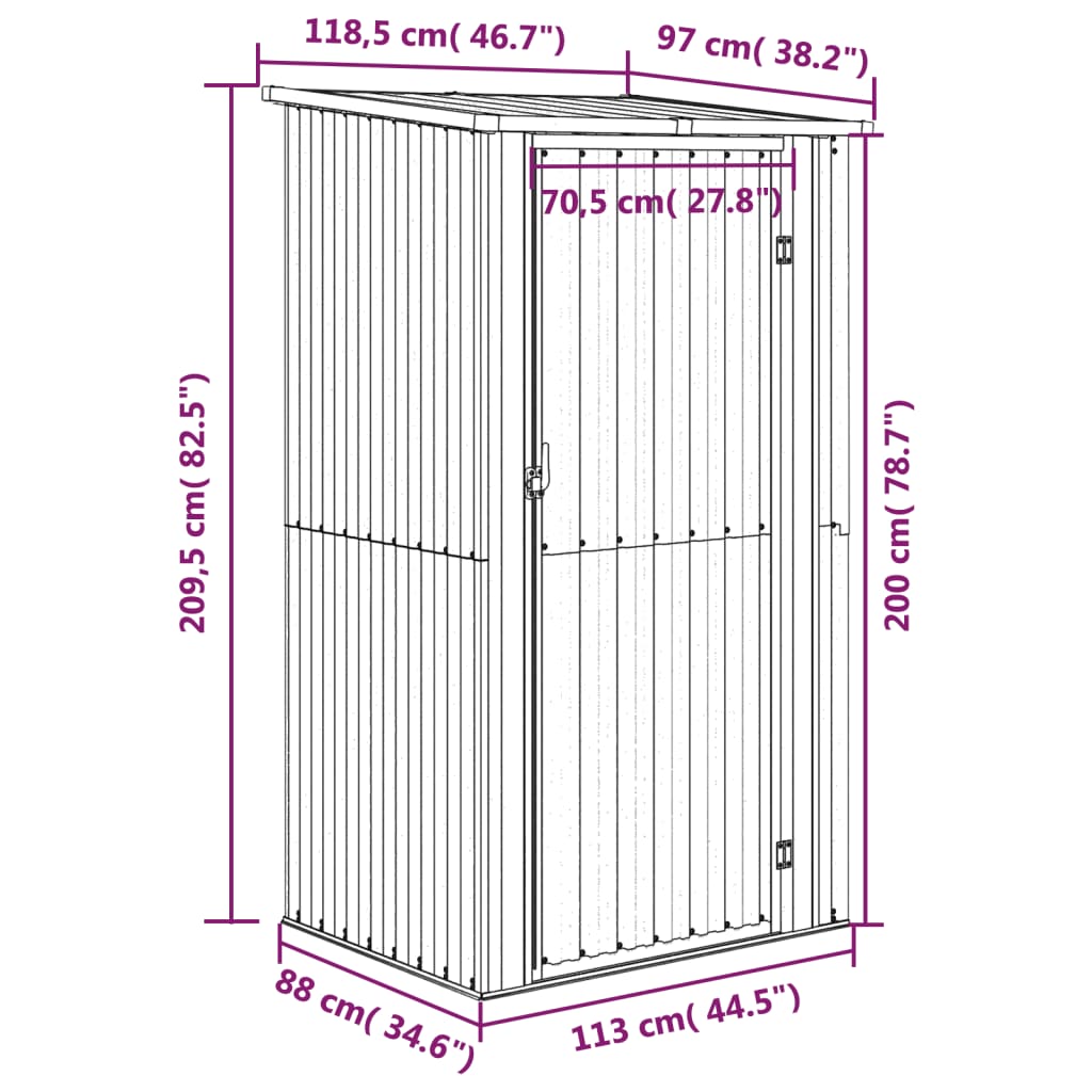 Abri de jardin Vert 118,5x97x209,5 cm Acier galvanisé