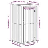 Abri de jardin Gris 118,5x97x209,5 cm Acier galvanisé