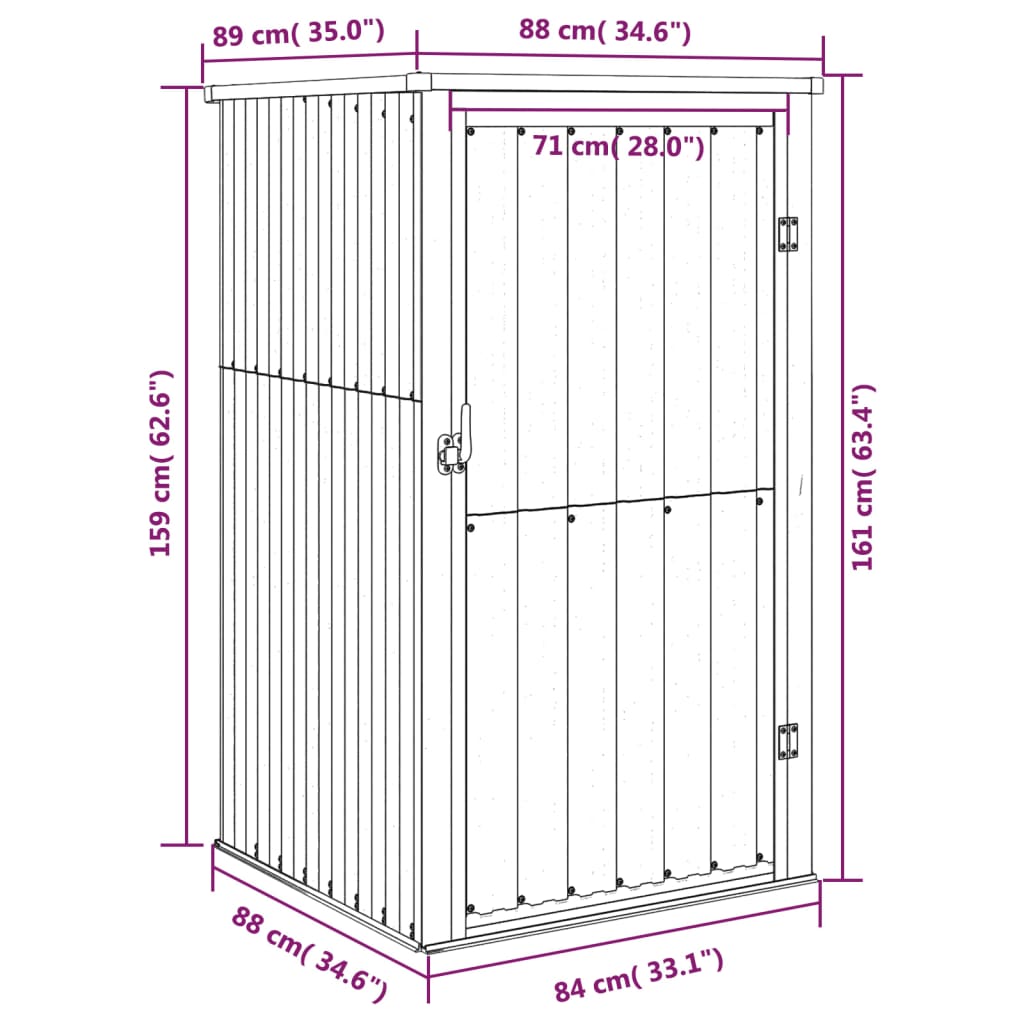 Abri à outils de jardin vert 88x89x161 cm acier galvanisé