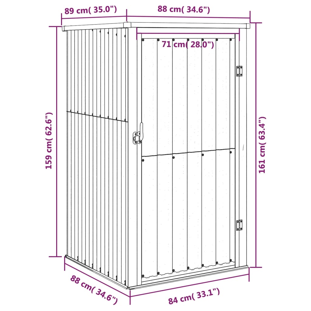 Anthrazitfarbenes Gartengerätehaus 88x89x161 cm aus verzinktem Stahl