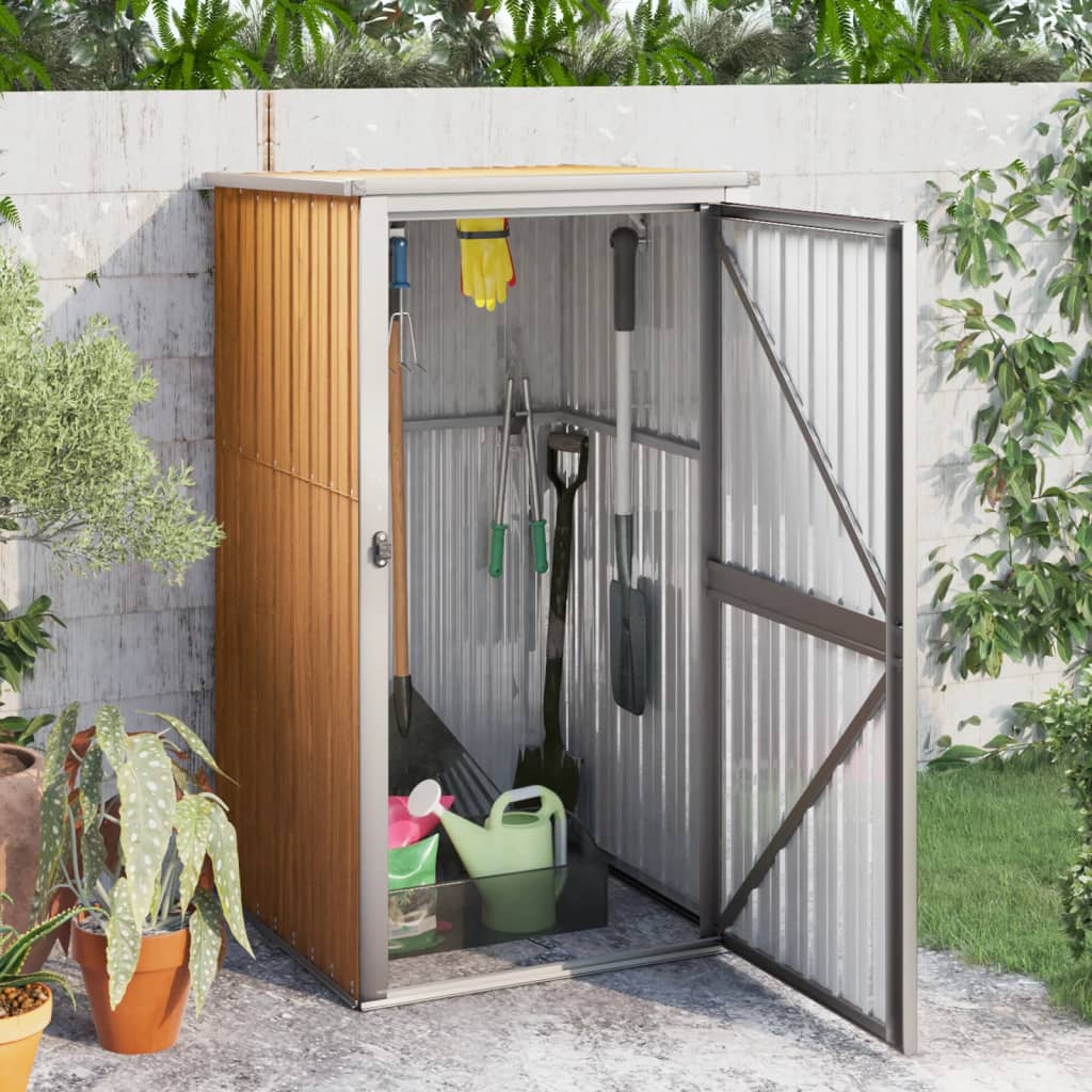 Brown garden tool shed 88x89x161 cm galvanized steel