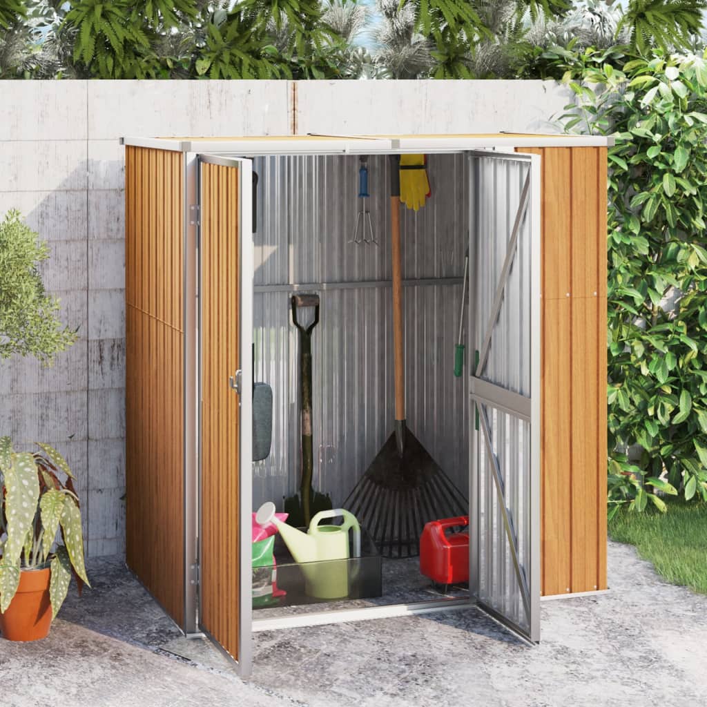 Brown garden tool shed 161x89x161 cm galvanized steel