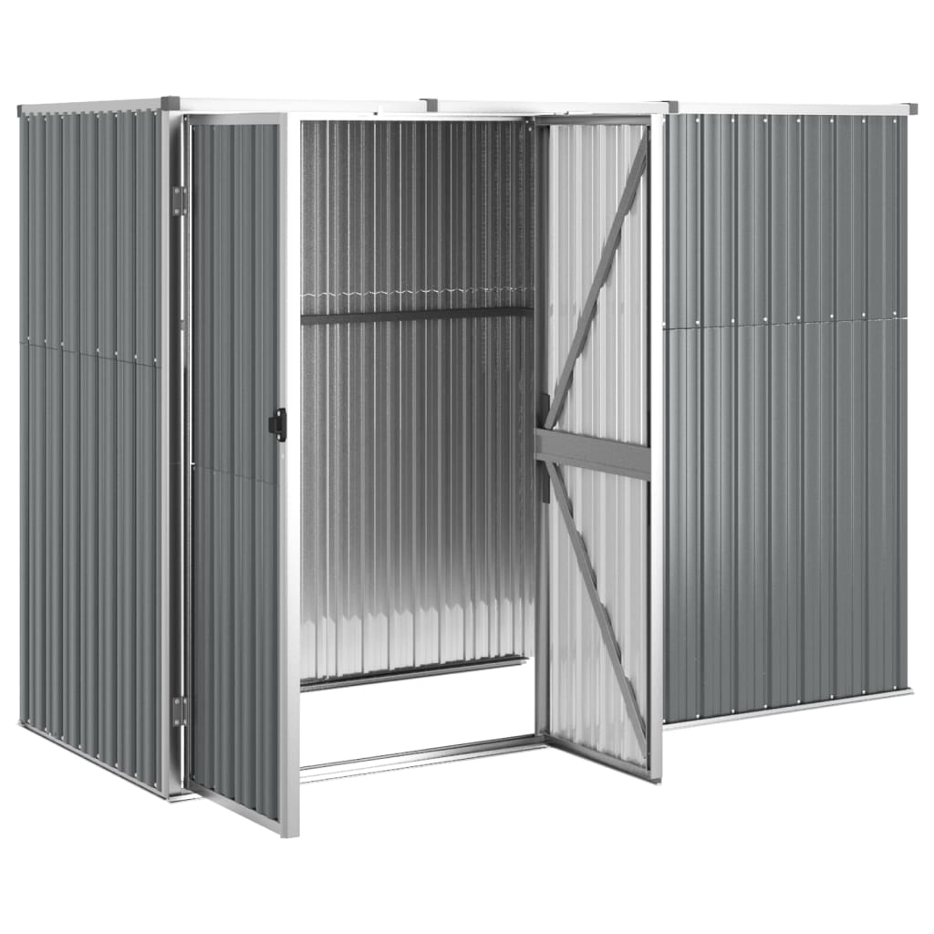 Garden Tool Shed Grey 225x89x161 cm Galvanized Steel