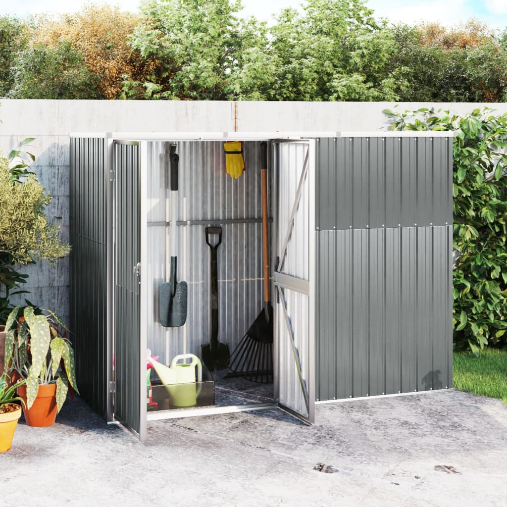 Garden Tool Shed Grey 225x89x161 cm Galvanized Steel