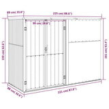 Anthrazitfarbenes Gartengerätehaus 225x89x161cm aus verzinktem Stahl