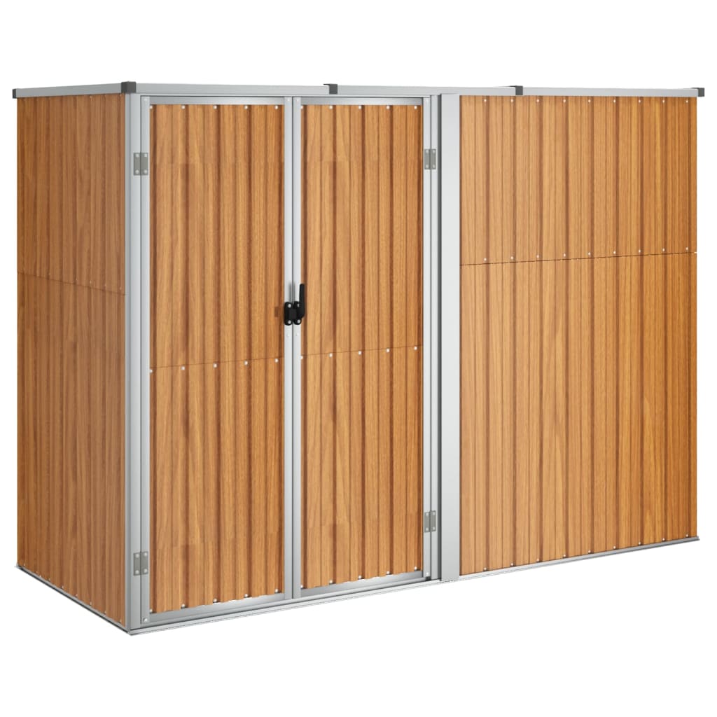 Brown garden tool shed 225x89x161 cm galvanized steel