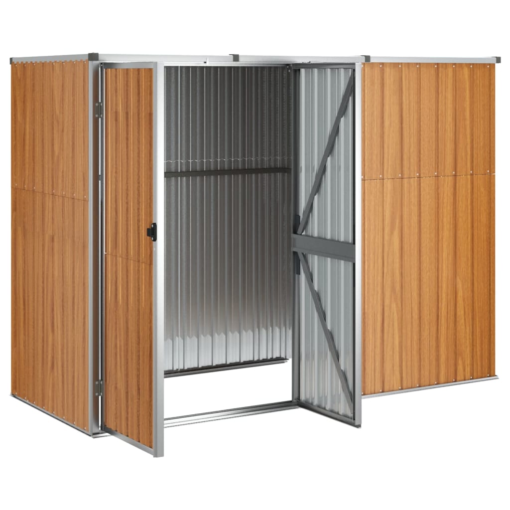 Brown garden tool shed 225x89x161 cm galvanized steel