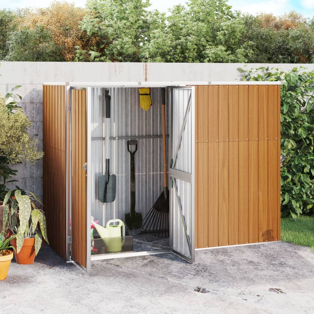 Brown garden tool shed 225x89x161 cm galvanized steel