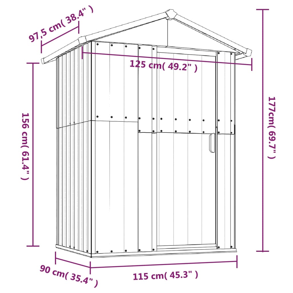 Abri de jardin Vert 126x97,5x177 cm Acier galvanisé