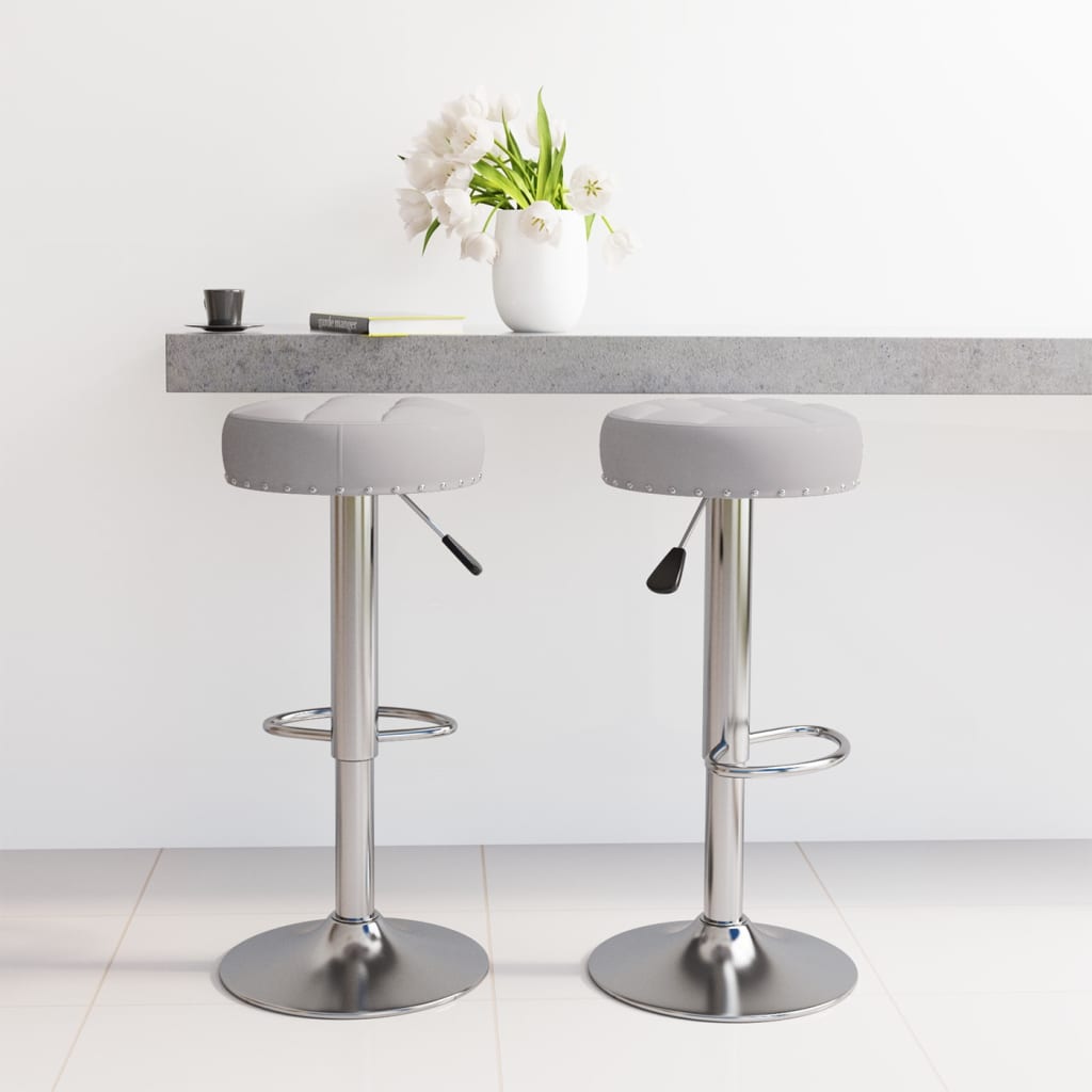 Tabourets de bar lot de 2 gris tissu