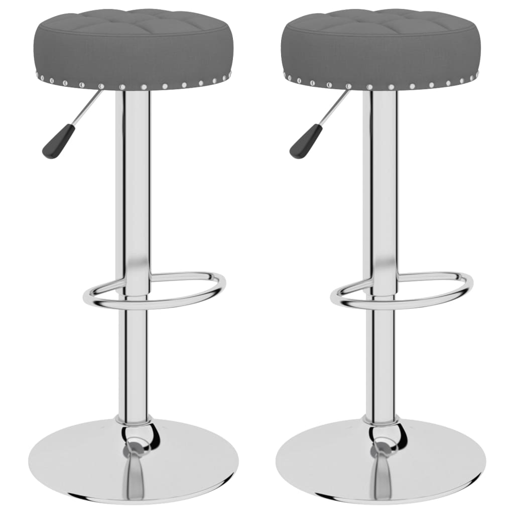 Tabourets de bar lot de 2 gris foncé tissu