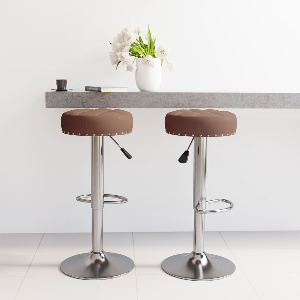 Tabourets de bar lot de 2 marron tissu