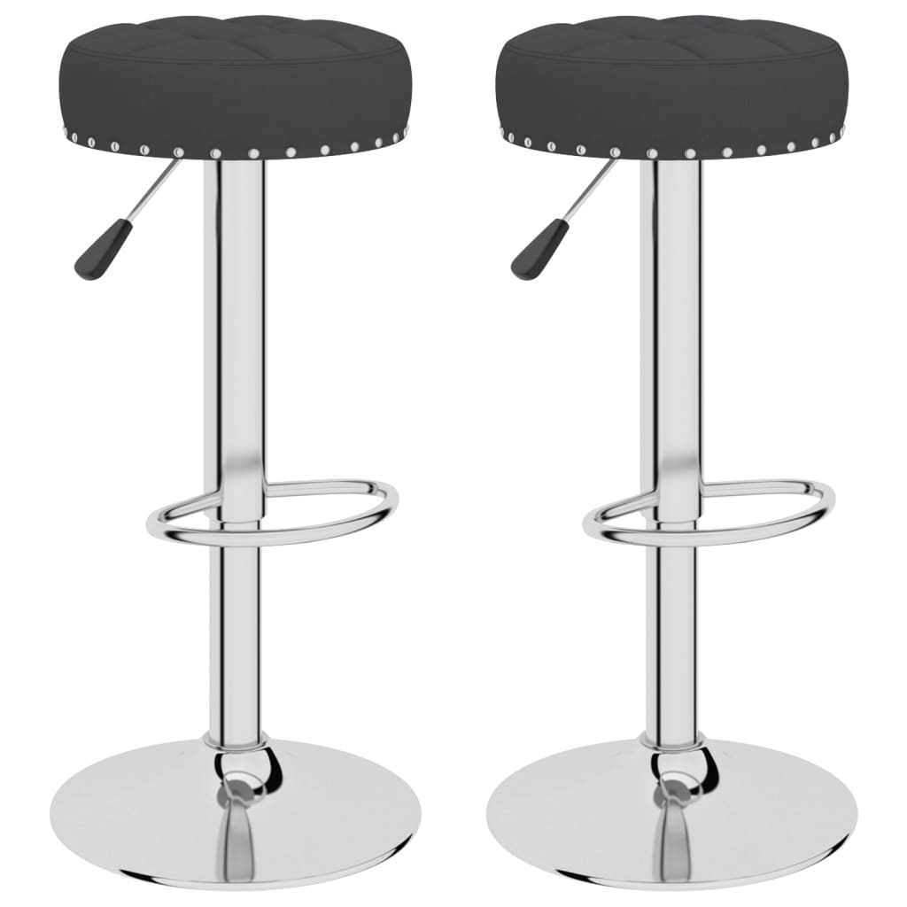 Tabourets de bar lot de 2 noir tissu