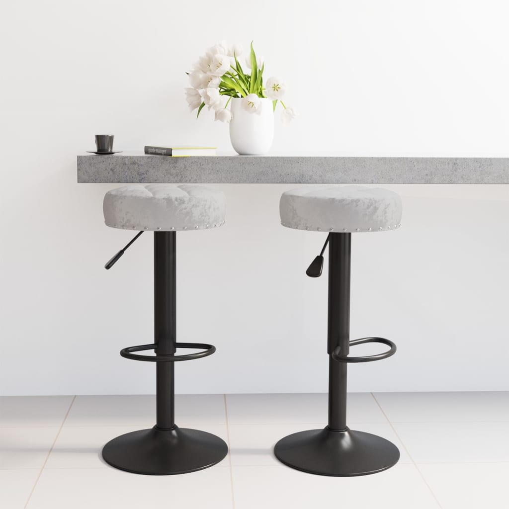 Tabourets de bar lot de 2 gris velours