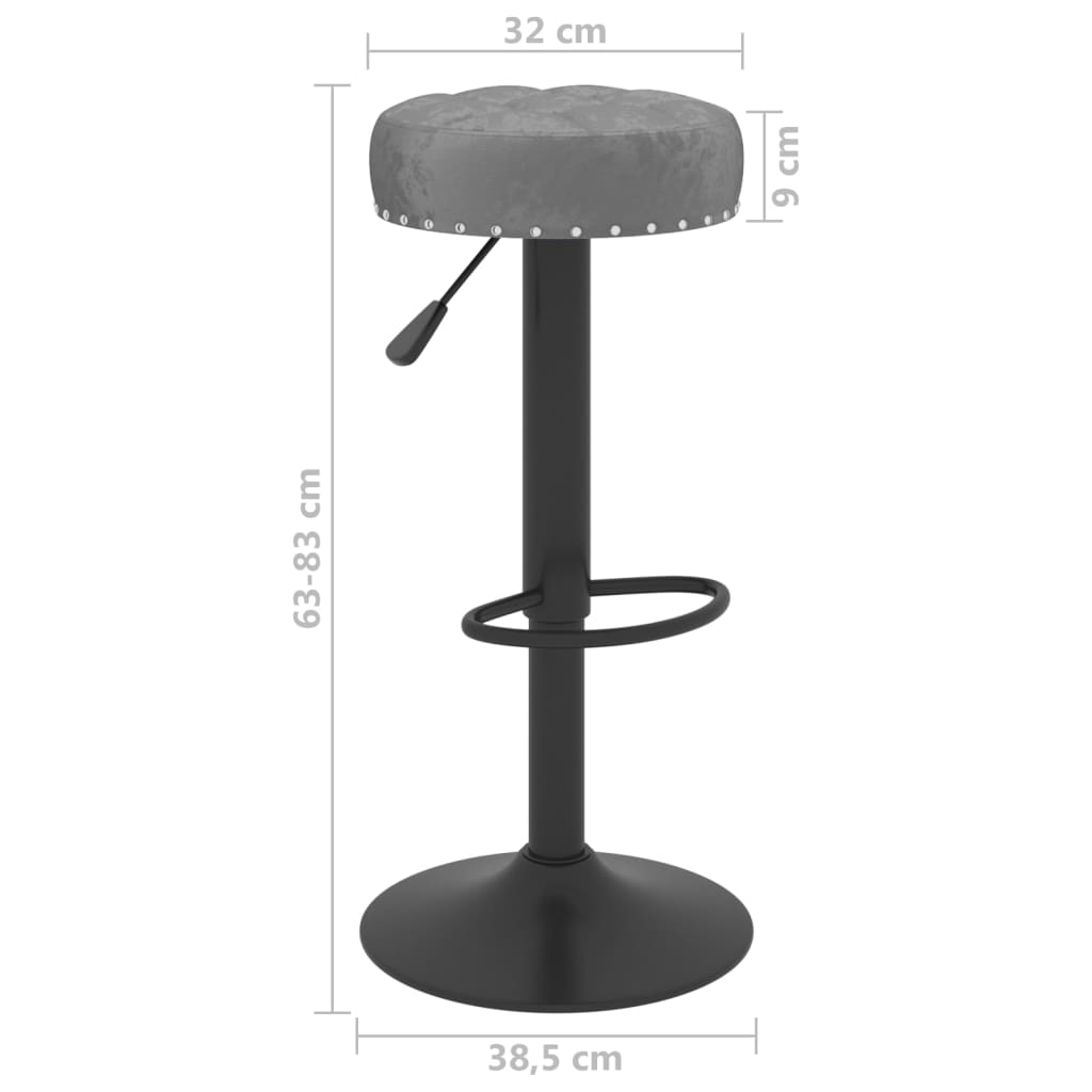 Tabourets de bar lot de 2 gris foncé velours