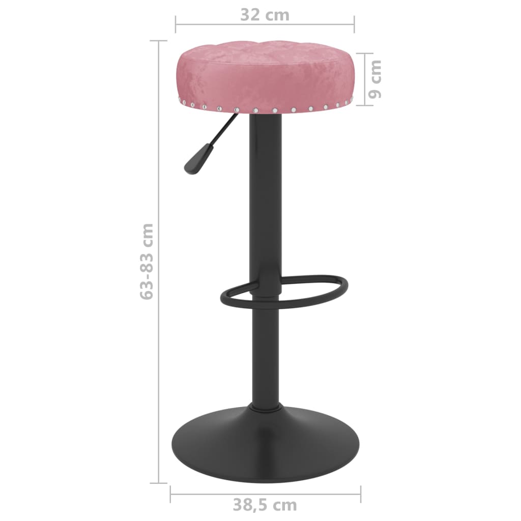 Tabourets de bar lot de 2 rose velours