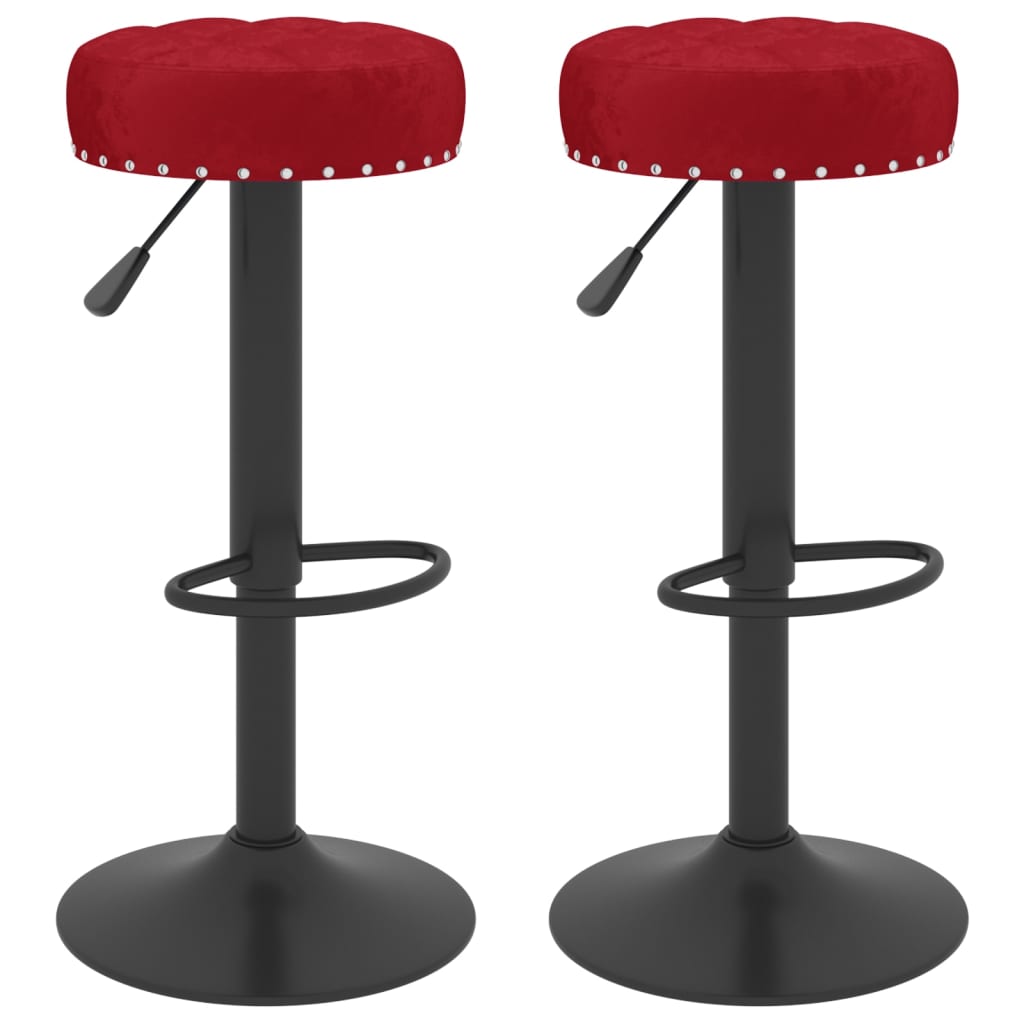 Tabourets de bar lot de 2 rouge bordeaux velours