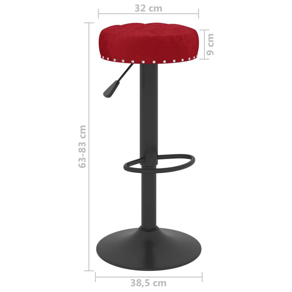 Tabourets de bar lot de 2 rouge bordeaux velours