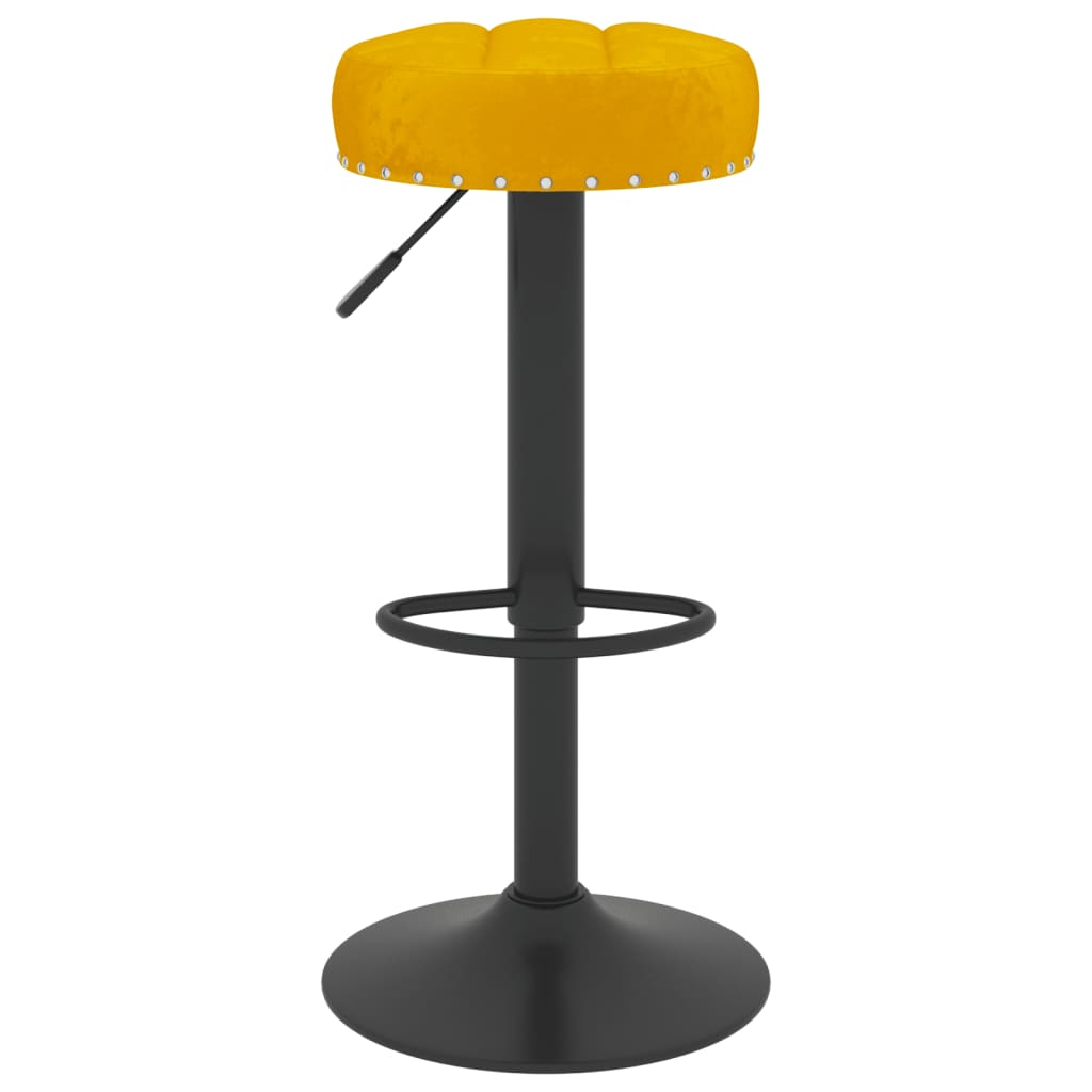 Tabourets de bar lot de 2 Jaune moutarde Velours