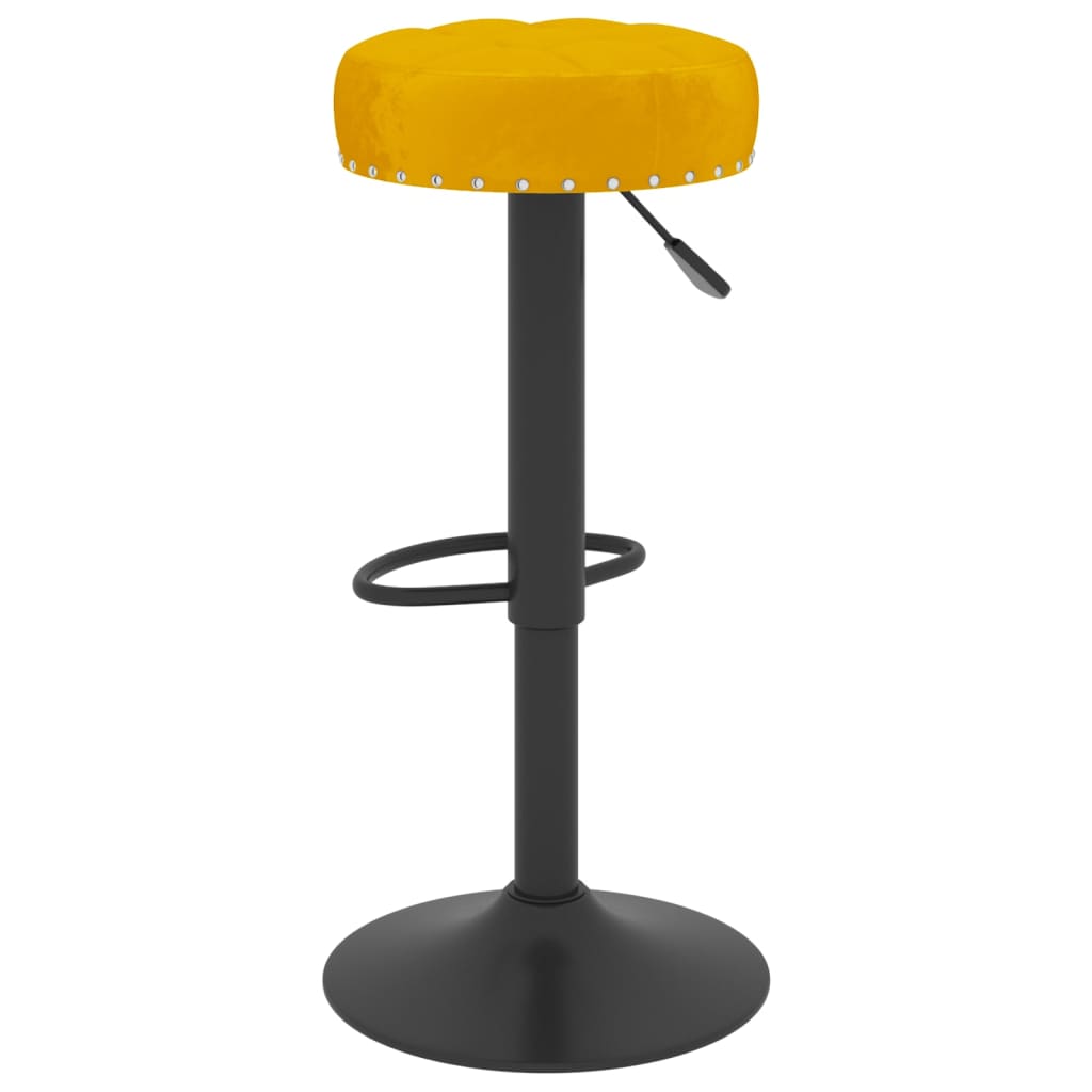 Tabourets de bar lot de 2 Jaune moutarde Velours