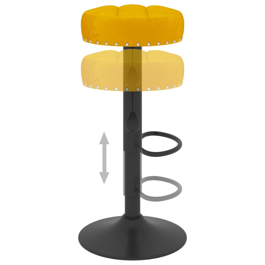 Tabourets de bar lot de 2 Jaune moutarde Velours