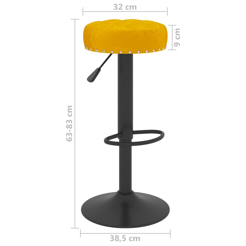 Tabourets de bar lot de 2 Jaune moutarde Velours