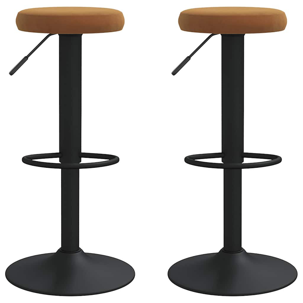 Tabourets de bar lot de 2 marron velours