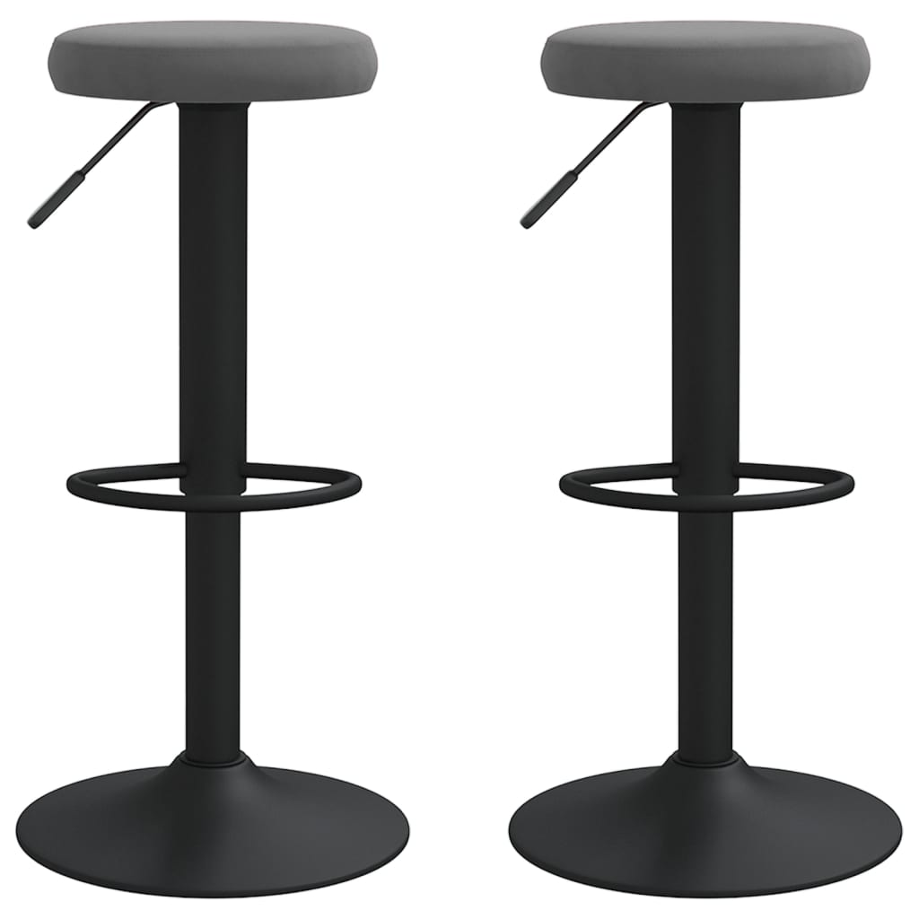 Tabourets de bar lot de 2 gris foncé velours